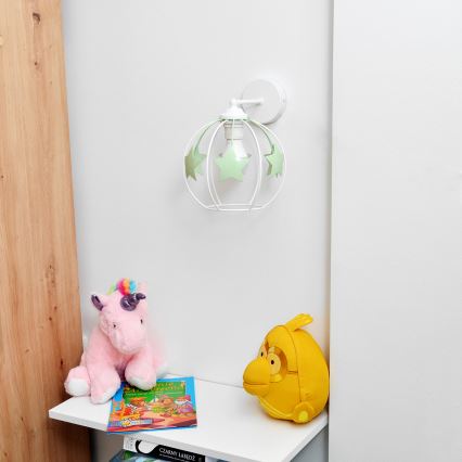 Dětská nástěnná lampa STARS 1xE27/15W/230V zelená/bílá