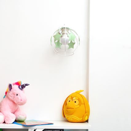 Dětská nástěnná lampa STARS 1xE27/15W/230V zelená/bílá