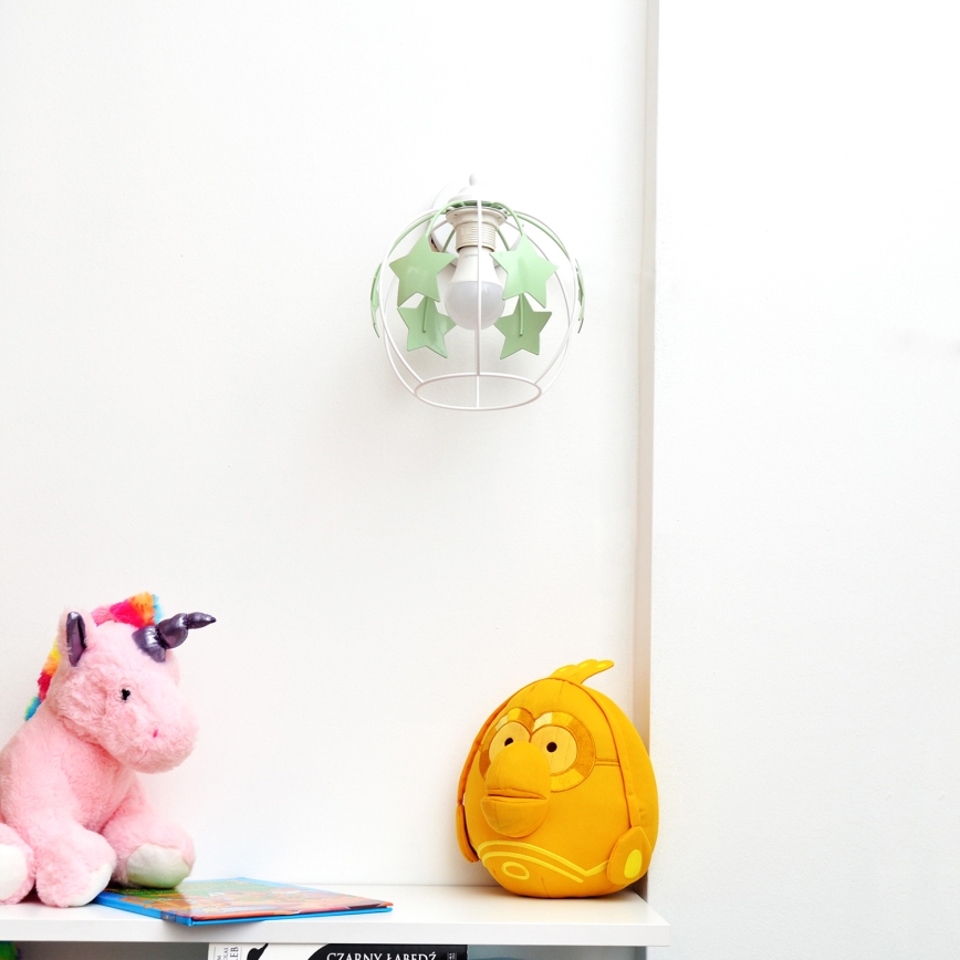 Dětská nástěnná lampa STARS 1xE27/15W/230V zelená/bílá