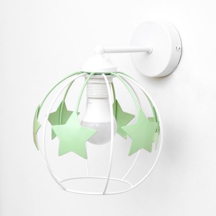Dětská nástěnná lampa STARS 1xE27/15W/230V zelená/bílá