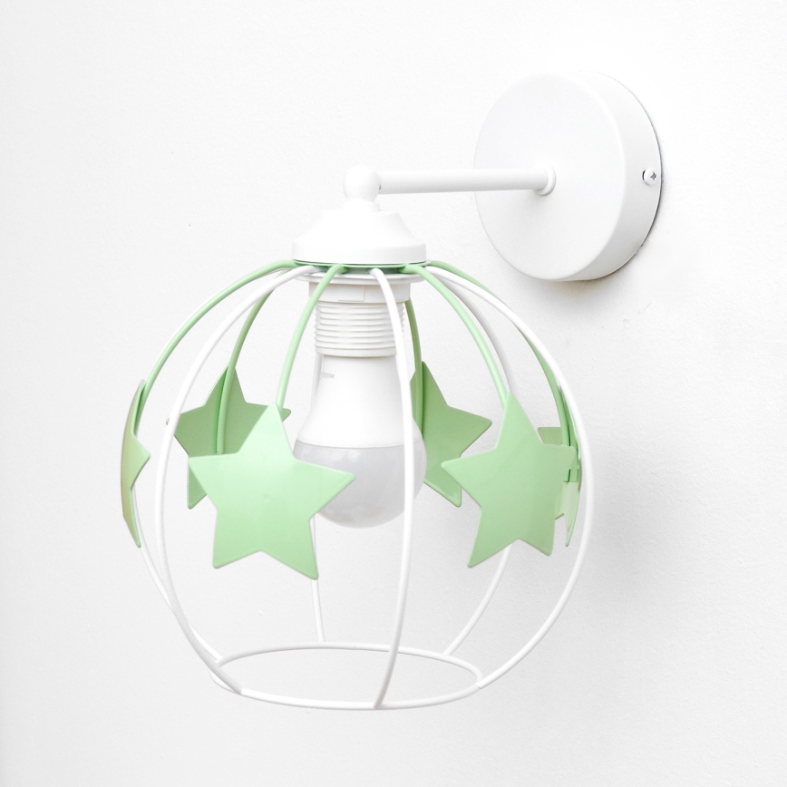 Dětská nástěnná lampa STARS 1xE27/15W/230V zelená/bílá