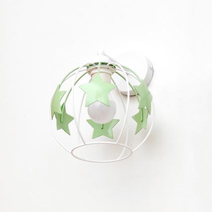 Dětská nástěnná lampa STARS 1xE27/15W/230V zelená/bílá