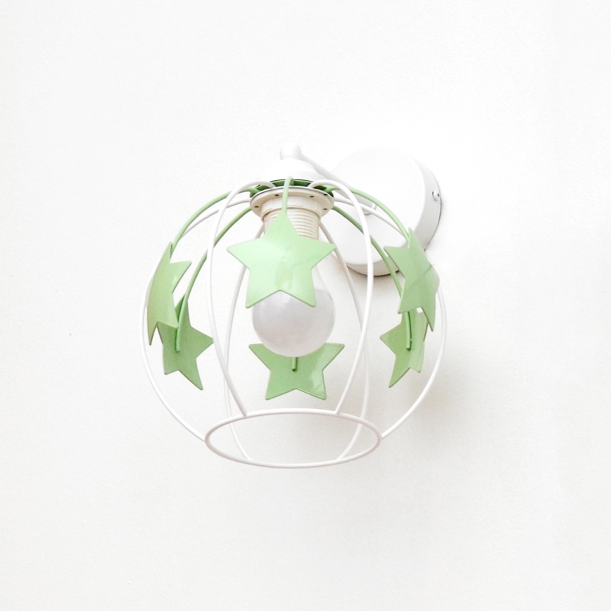 Dětská nástěnná lampa STARS 1xE27/15W/230V zelená/bílá