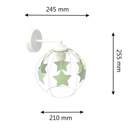 Dětská nástěnná lampa STARS 1xE27/15W/230V zelená/bílá