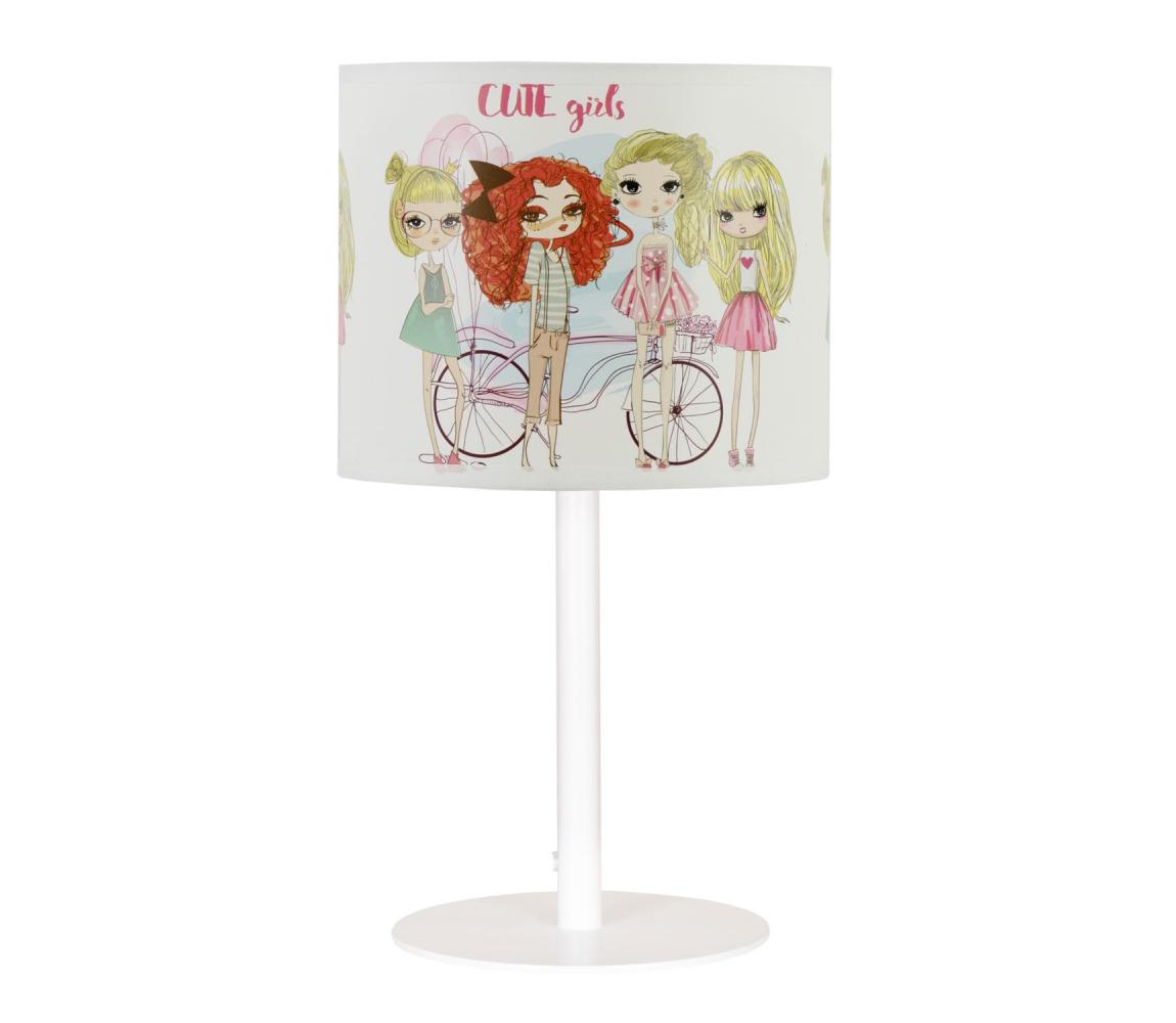 Dětská stolní lampa GIRLS VIBES 1xE27/60W/230V pr. 18 cm dívky H0983 Bílá,Pestrobarevná – Alasans