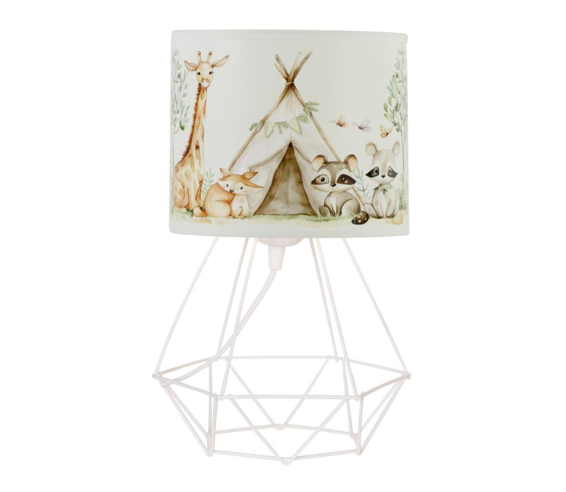 Dětská stolní lampa KIDS ROOM 1xE27/60W/230V pr. 18 cm zvířátka H0959 Zelená,Pestrobarevná,Béžová – Alasans