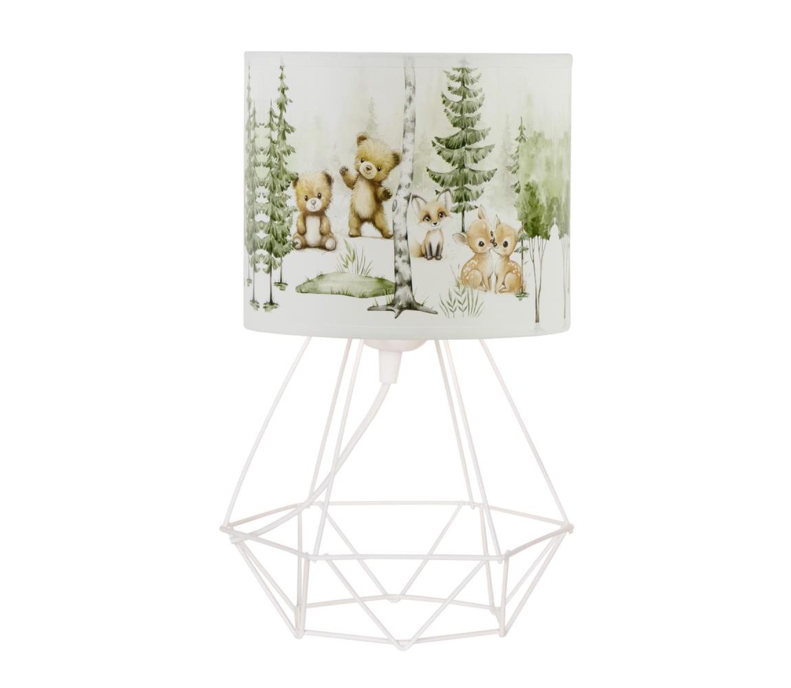 Dětská stolní lampa KIDS ROOM 1xE27/60W/230V pr. 18 cm zvířátka H0968 Zelená,Hnědá,Pestrobarevná – Alasans