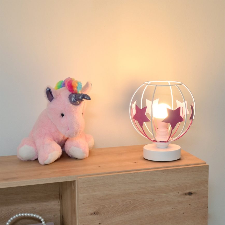 Dětská stolní lampa STARS 1xE27/15W/230V růžová/bílá