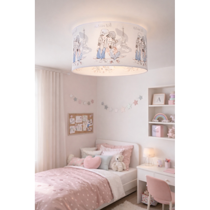 Dětské stropní svítidlo GIRLS VIBES 1xE27/60W/230V pr. 40 cm Paris