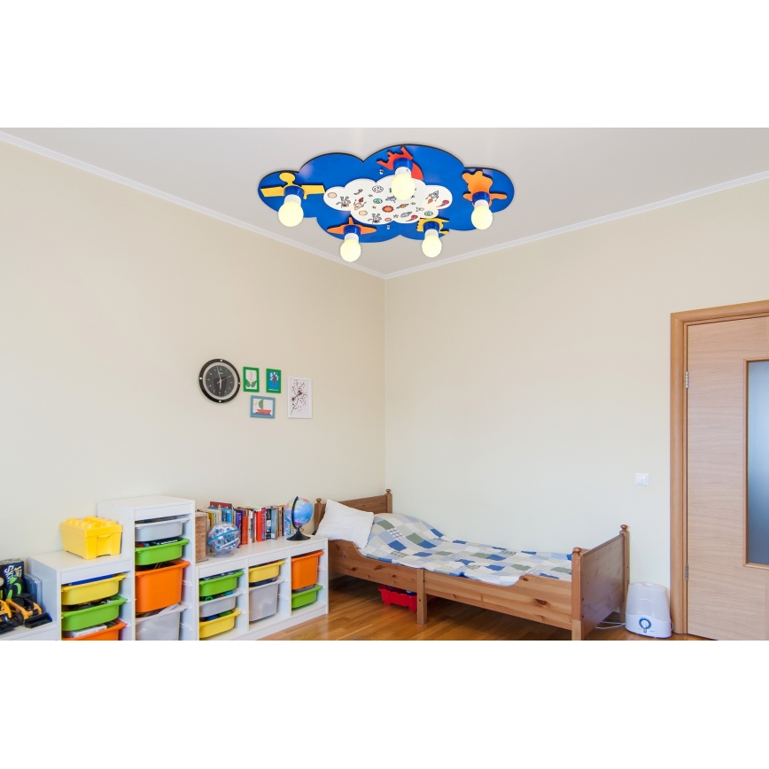 Dětské stropní svítidlo LUCCA 5xE27/24W/230V modrá