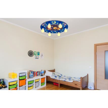 Dětské stropní svítidlo LUCCA 6xE27/24W/230V modrá