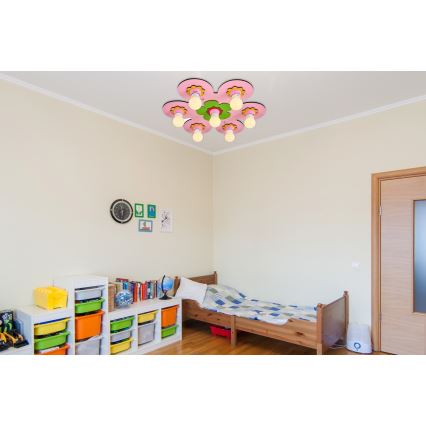 Dětské stropní svítidlo LUCCA 7xE27/24W/230V růžová
