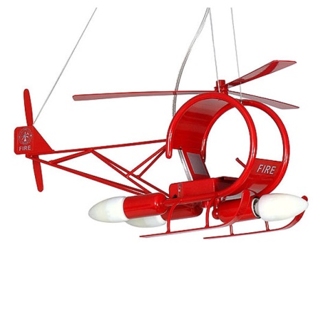 Dětský lustr Helikoptéra 3xE14/60W červená