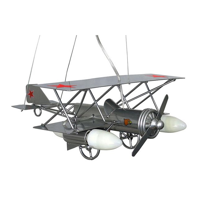 Dětský lustr Letadlo 3xE14/60W stříbrná