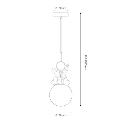 Dětský lustr na lanku ASTRONAUT 1xE27/60W/230V pr. 15 cm zlatá/béžová