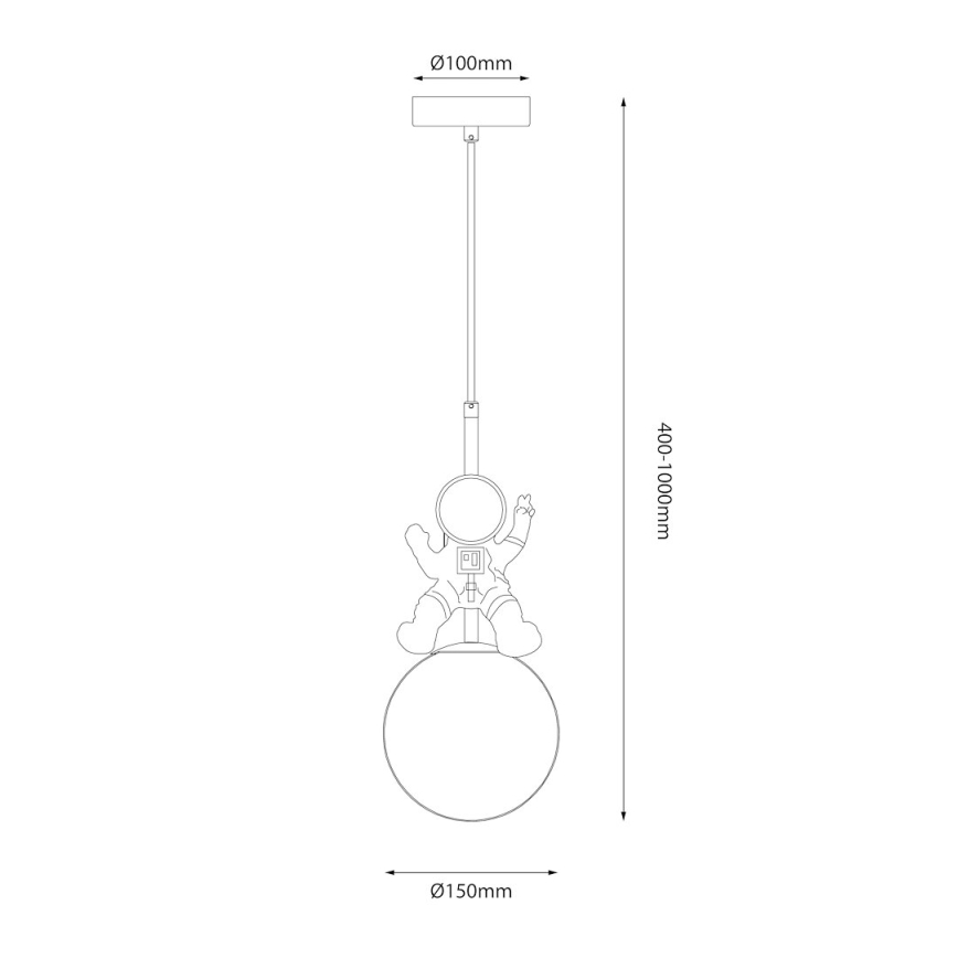Dětský lustr na lanku ASTRONAUT 1xE27/60W/230V pr. 15 cm zlatá/béžová