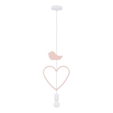 Dětský lustr na lanku HEART 1xE27/20W/230V růžová/bílá