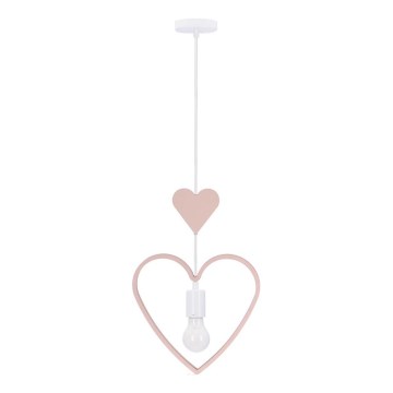Dětský lustr na lanku HEART 1xE27/20W/230V růžová/bílá