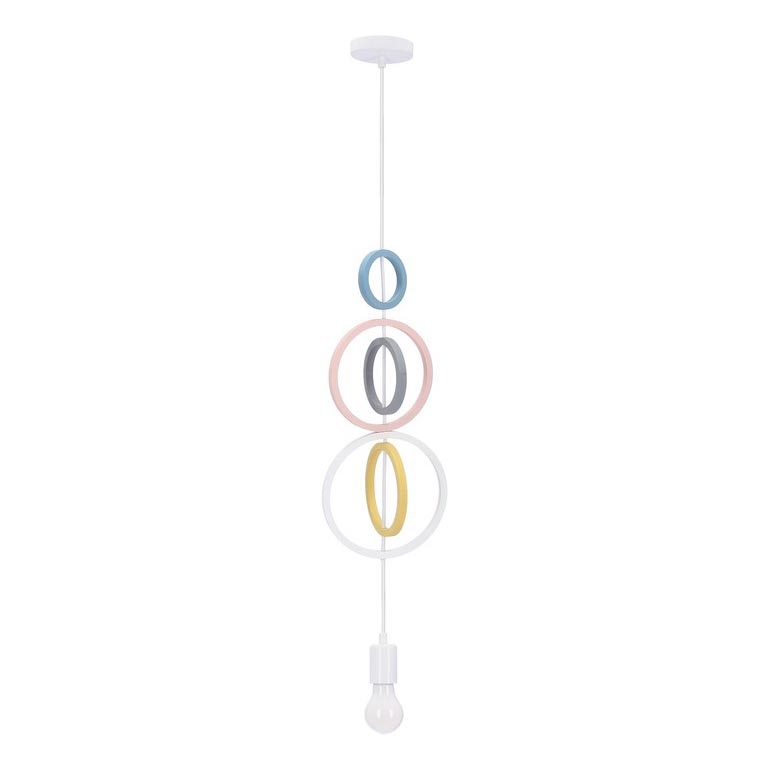Dětský lustr na lanku HOOPS 1xE27/20W/230V pr. 19 cm pestrobarevná
