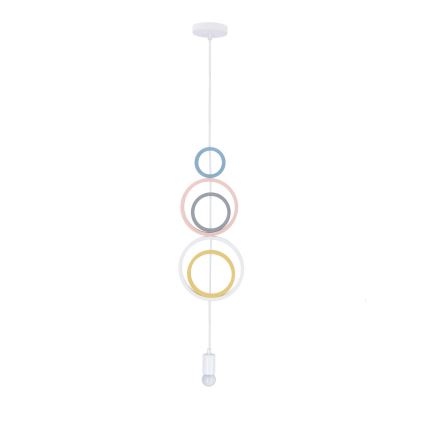 Dětský lustr na lanku HOOPS 1xE27/20W/230V pr. 19 cm pestrobarevná