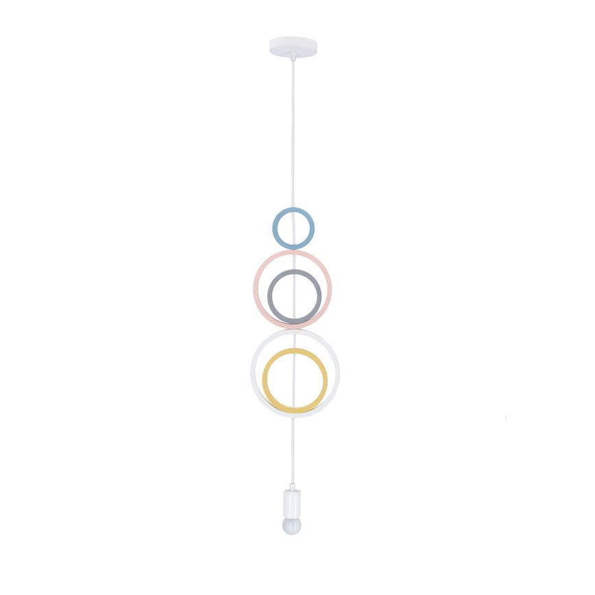 Dětský lustr na lanku HOOPS 1xE27/20W/230V pr. 19 cm pestrobarevná