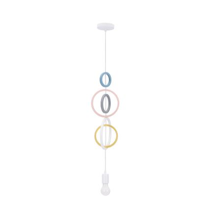 Dětský lustr na lanku HOOPS 1xE27/20W/230V pr. 19 cm pestrobarevná