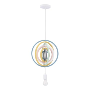 Dětský lustr na lanku HOOPS 1xE27/20W/230V pr. 27 cm pestrobarevná