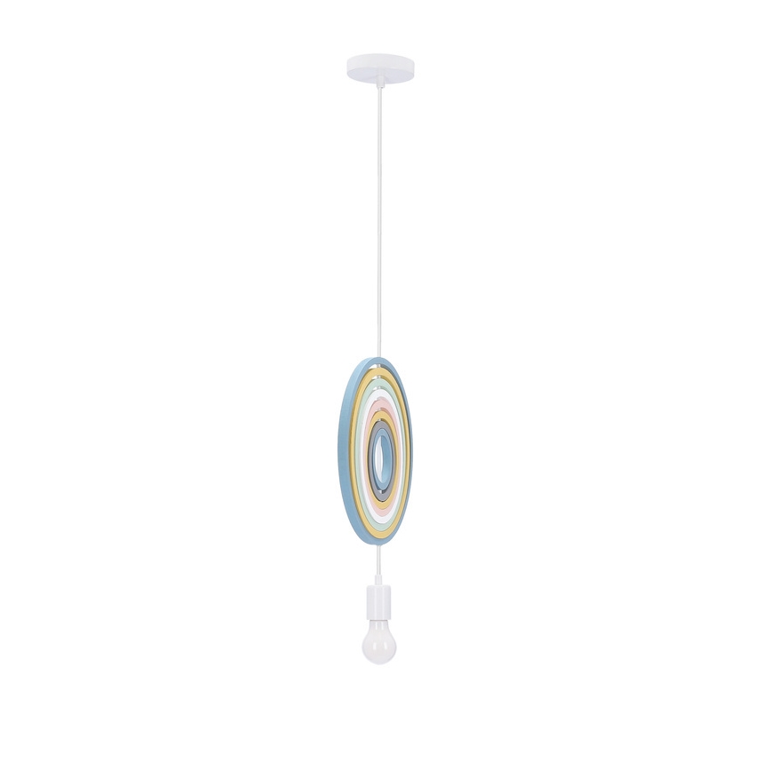 Dětský lustr na lanku HOOPS 1xE27/20W/230V pr. 27 cm pestrobarevná