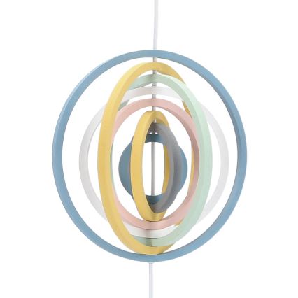 Dětský lustr na lanku HOOPS 1xE27/20W/230V pr. 27 cm pestrobarevná