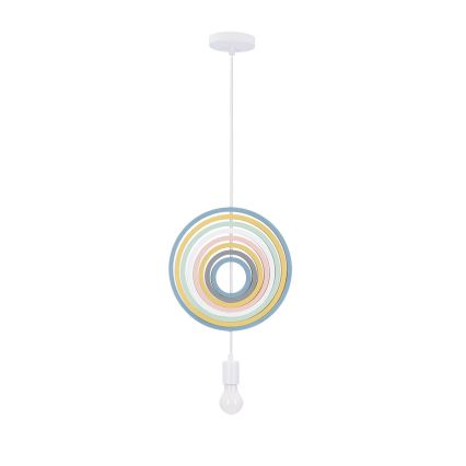 Dětský lustr na lanku HOOPS 1xE27/20W/230V pr. 27 cm pestrobarevná