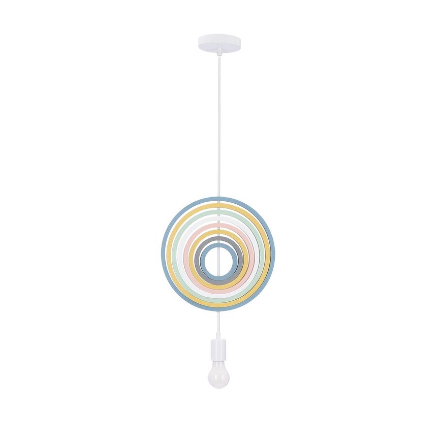 Dětský lustr na lanku HOOPS 1xE27/20W/230V pr. 27 cm pestrobarevná
