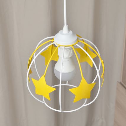Dětský lustr na lanku STARS 1xE27/15W/230V žlutá/bílá