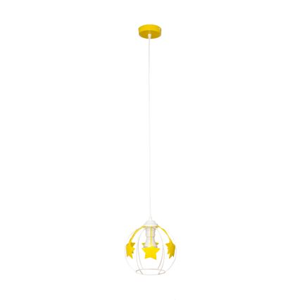 Dětský lustr na lanku STARS 1xE27/15W/230V žlutá/bílá