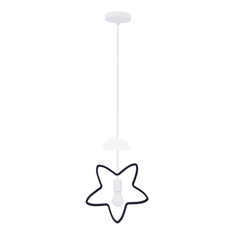Dětský lustr na lanku STARS 1xE27/20W/230V černá/bílá