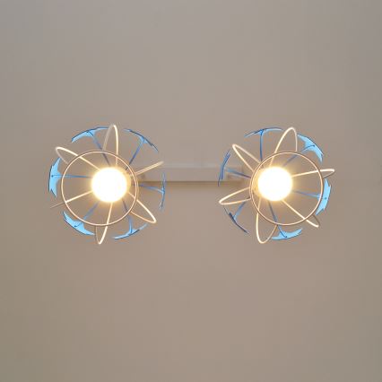 Dětský lustr na lanku STARS 2xE27/15W/230V modrá/bílá