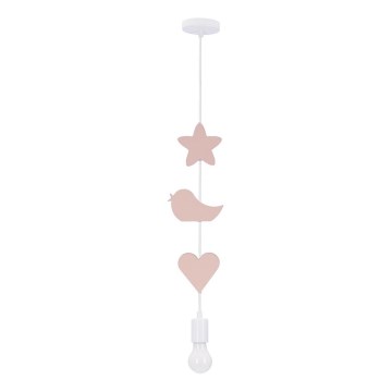 Dětský lustr na lanku TRIO 1xE27/20W/230V růžová/bílá