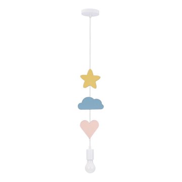 Dětský lustr na lanku TRIO 1xE27/20W/230V žlutá/modrá/růžová