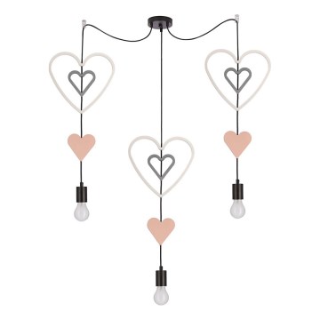 Dětský lustr na lanku TRIO 3xE27/20W/230V růžová/bílá/šedá