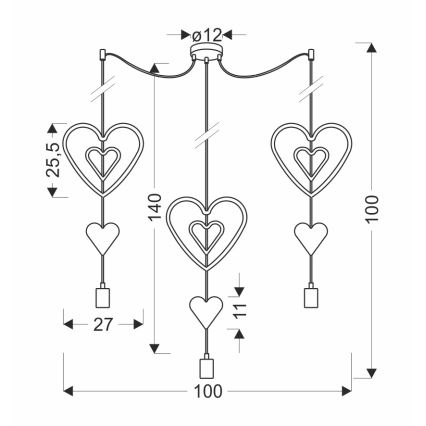 Dětský lustr na lanku TRIO 3xE27/20W/230V růžová/bílá/šedá