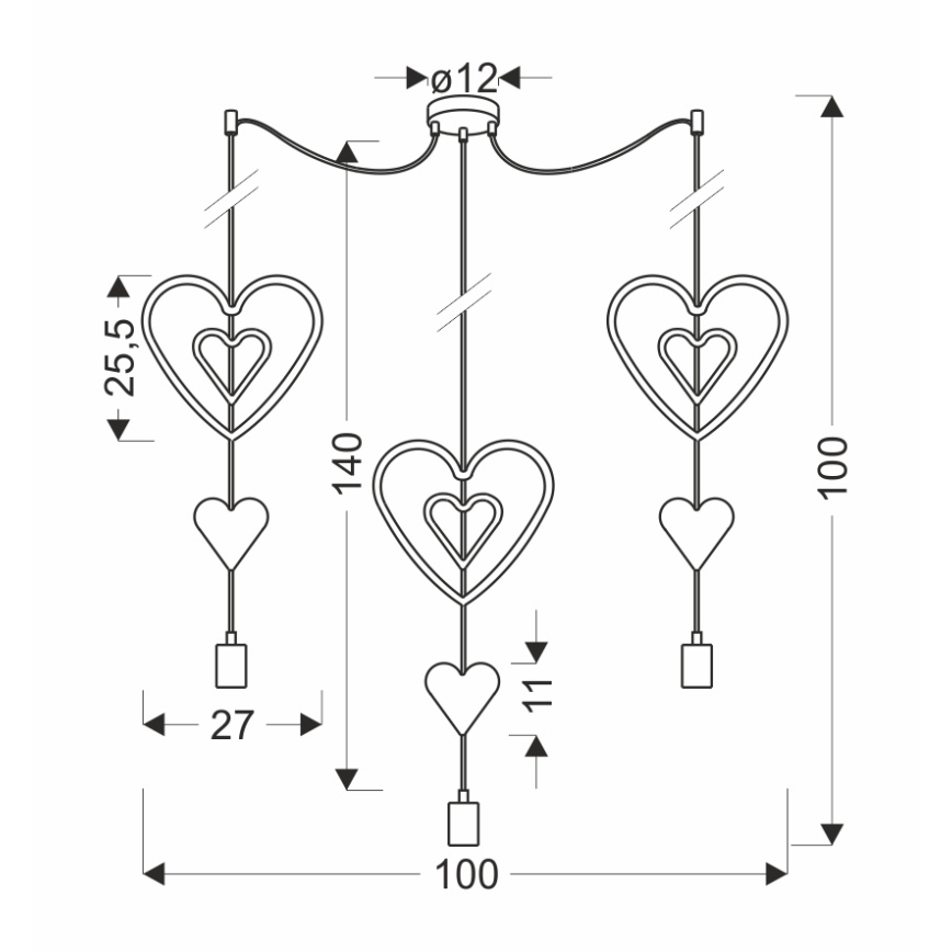Dětský lustr na lanku TRIO 3xE27/20W/230V růžová/bílá/šedá