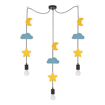 Dětský lustr na lanku TRIO 3xE27/20W/230V žlutá/modrá