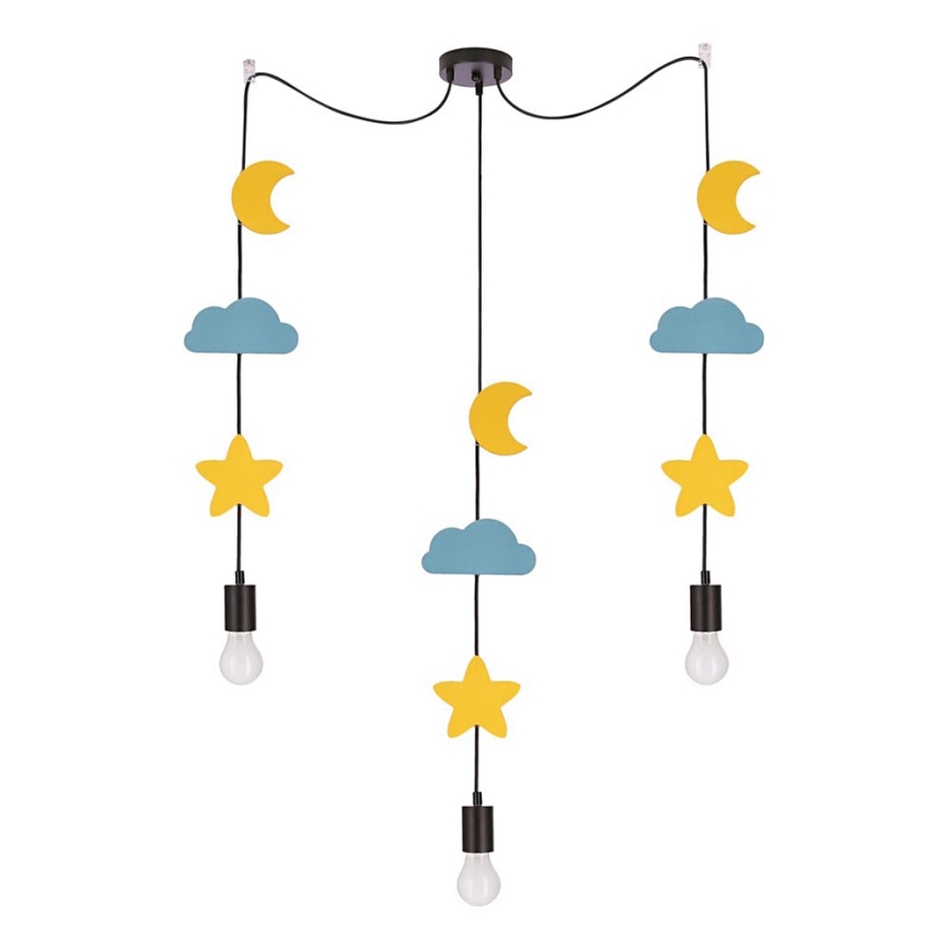 Dětský lustr na lanku TRIO 3xE27/20W/230V žlutá/modrá