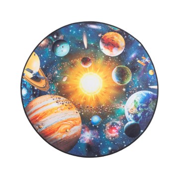 Dětský protiskluzový koberec PRINT 3D 80 cm planety/pestrobarevná