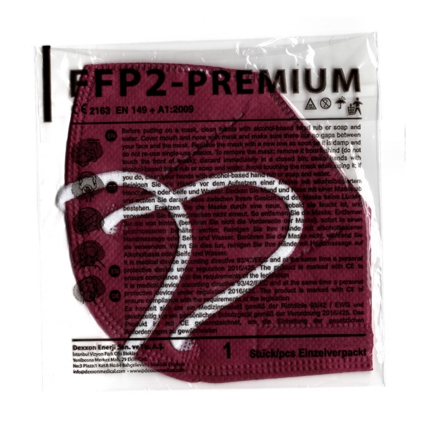 DEXXON MEDICAL Respirátor FFP2 NR vínový 20ks