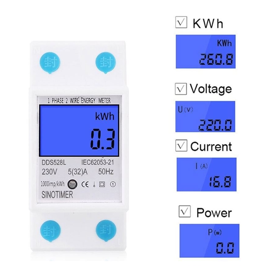 Digitální jednofázový elektroměr na DIN lištu DDS528L
