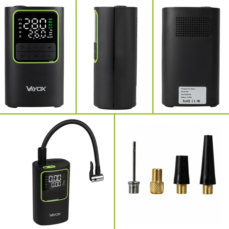 Digitální kapesní kompresor 5V 4000 mAh černá