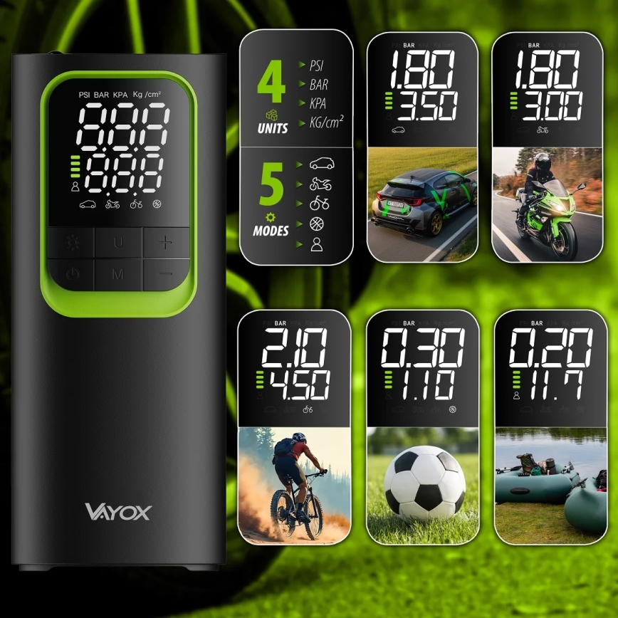 Digitální kapesní kompresor 5V 8000 mAh černá