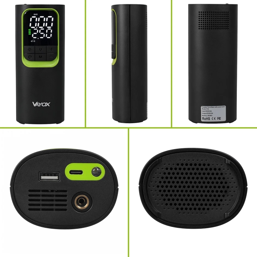 Digitální kapesní kompresor 5V 8000 mAh černá