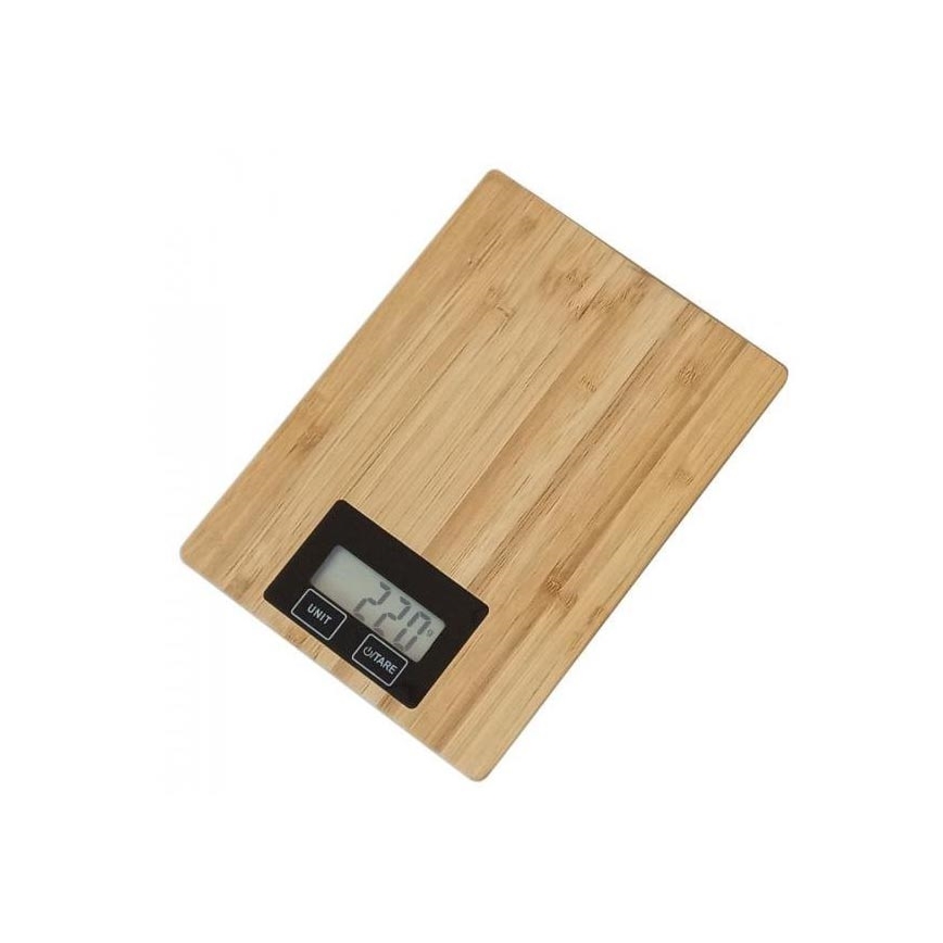 Digitální kuchyňská váha z bambusového dřeva 2xAAA