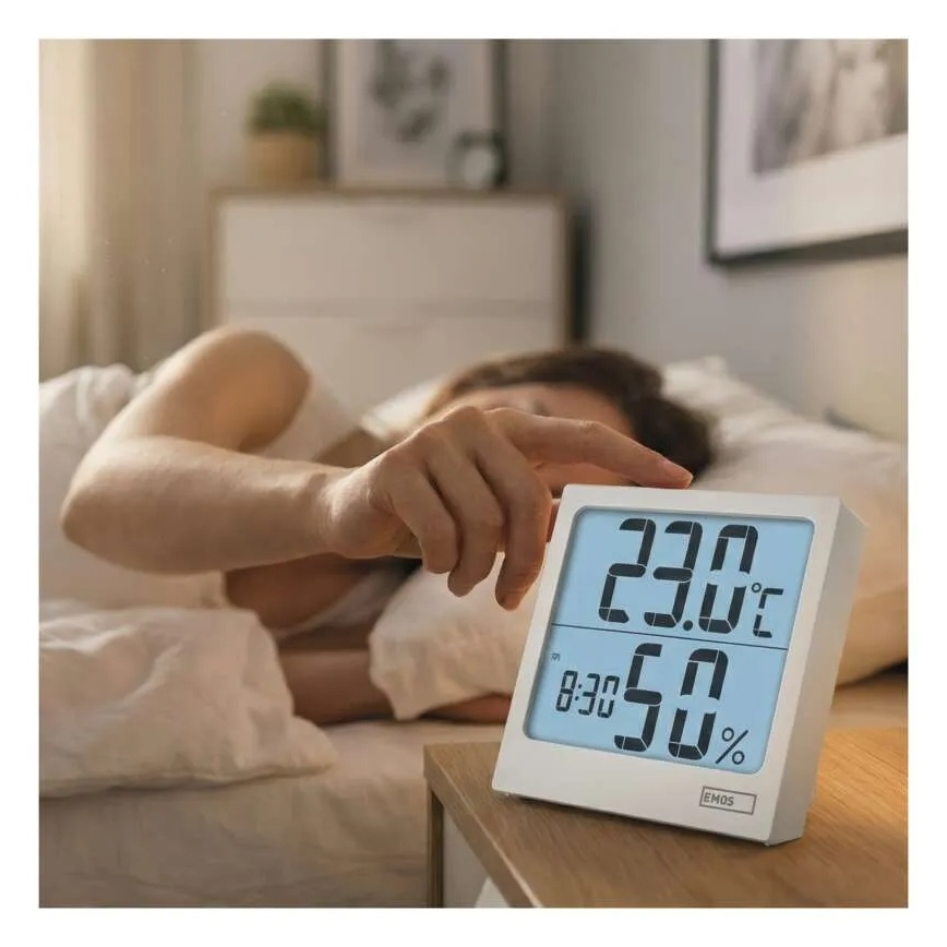 Digitální teploměr s vlhkoměrem 1xAA bílá